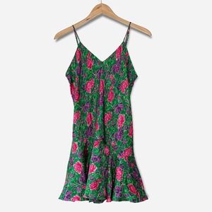 Victoria’s Secret Vintage 80s Gold Label Green Floral Print Slip M